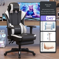 Chaise de jeu ergonomique inclinable en cuir synthétique avec hauteur réglable, cadre en acier inoxydable, rotation à 360 degrés pour salle de jeux