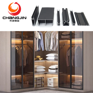 Nhà máy tùy chỉnh tủ quần áo cửa kính khung nhôm hồ sơ trượt tủ quần áo cửa đường ray - Product Image 4