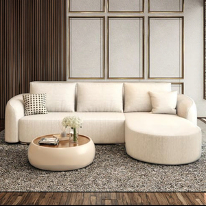 מודרני מינימליסטי בסגנון מינימליסטי לבן-צ 'ז, ספה מעוגלת סלון דירות וילות - Product Image 4