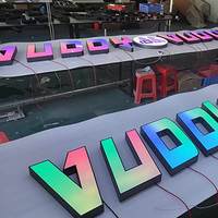 Enseigne en lettres lumineuses frontales en acier inoxydable RGB programmable sur mesure, logo lumineux LED pour la décoration murale de café, bar, restaurant