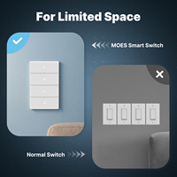 Interrupteur mural intelligent Zigbee MOES Tuya Star Grand Series, bouton poussoir US, contrôle à distance par application, commande vocale, compatible avec Alexa et Google Home