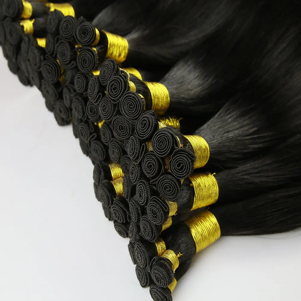Wholesale Large Stock 12A Top Quality Russian Virgin Human Hair Weft Hand Tied Weft Hair Extensions