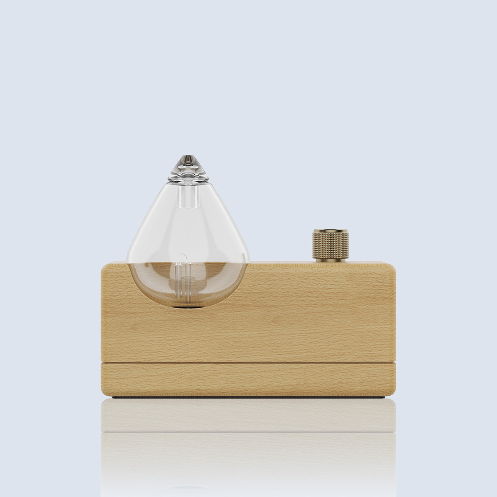 madera burly + vidrio incoloro