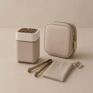 Brûleur d'encens Bakhoor minimaliste en bois et cuir, porte-arôme moderne pour la maison, le bureau et la décoration intérieure - Product Image 1