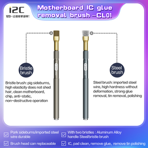 Cepillo para Remover Pegamento de Circuitos Integrados I2C CL01, Cepillo de Limpieza de Doble Cabezal de Acero y Cerdas para Reparación de Teléfonos - Product Image 5