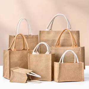 Sacs en jute personnalisés avec logo imprimé, sacs fourre-tout écologiques, grande capacité, sacs en toile de jute pour cadeaux promotionnels - Product Image 4