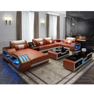 Furnitur Italia Modern Gaya Sederhana, Furnitur Ruang Tamu Ukuran Super Besar Sofa Bentuk L