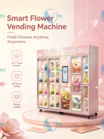 Distributeur automatique intelligent de bouquets de fleurs 24h/24, écran tactile 21,5 pouces, paiement par pièces/billets/cartes de crédit, capacité de 200 à 300 pièces