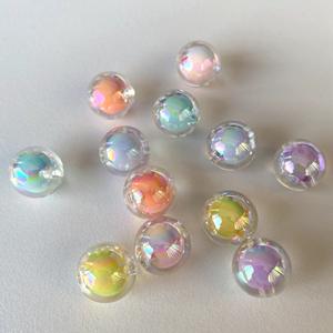 Vente en gros Perle ronde transparente en acrylique Perle en vrac en acrylique double transparent pour la fabrication de bijoux, de bracelets et d'accessoires de bricolage - Product Image 2