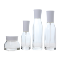 Bouteille cosmétique en verre ronde vide dégradé de luxe de couleur personnalisée bouteille en verre de 120ml avec ensemble de pompe