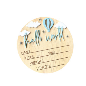 Ornement mural en <span class=keywords><strong>bois</strong></span> personnalisable pour chambre de bébé : Statistiques de naissance, nom, date, poids et longueur – Décoration artisanale pour chambre d'enfant - Product Image 6