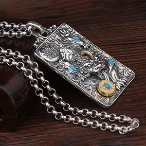 Pendentif <span class=keywords><strong>Pixiu</strong></span> en gros pour hommes, rotatif, rétro, puissant, personnalisé, tendance, collier pendentif pour hommes - Product Image 3