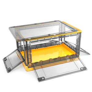 Amz Hot Five Door Open Folding Storage Box Large Capacity Plastic Clothes Books Snacks Collapsible Storage Box With Wheels