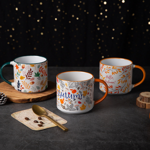 Taza de cerámica al por mayor de 13oz, regalo de promoción con logotipo personalizado con tapa, segura para alimentos para oficina, cafetería, uso diario - Product Image 3