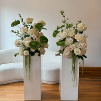 Premium Weiß-Grüne Künstliche Seidenrosen Hochzeits-Blumenarrangement Altar-Hintergrund Zeremonie-Tischdekoration