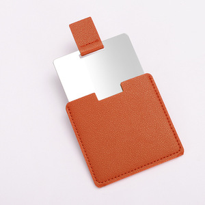 กระจกพกพาสแตนเลสสตีลพร้อมซองใส่บัตรหนัง สกรีนโลโก้ได้ - Product Image 4