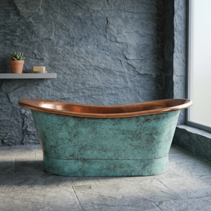 Baignoire rectangulaire autoportante en cuivre de luxe moderne pour villa - Durable et écologique - Artisanat indien - Product Image 4