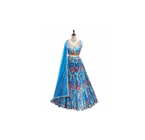 Lehenga ชุดปาร์ตี้สำหรับผู้หญิงเสื้อผ้าเจ้าสาวงานแต่งงานแบบดั้งเดิมพิมพ์ลายแอบสแตรกต์สง่างาม - Product Image 2