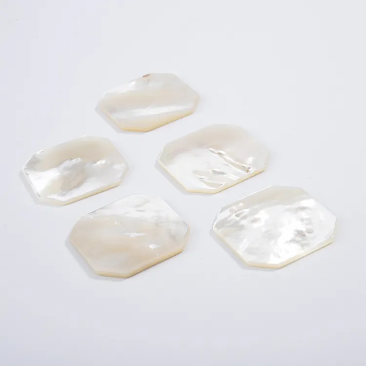 Pierres précieuses naturelles, meulage et polissage, perle tranche de coque en nacre pour incrustation de collier
