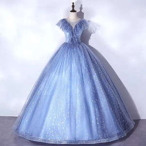 Dreamy Deep Blue Starry Sky Tulle Dress Long Skirt Women Stage <b>Performance</b> <b>Wear</b> Adult - Product Image 1