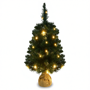 Árbol de Navidad Artificial Preiluminado de 3 Pies, Verde, PVC, Luces LED Blancas Cálidas, Base para Interior, Árbol Decorativo - Product Image 1