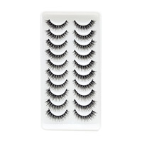 10 paires de faux cils européens à tige noire Volume 3D Extra Long bouclés une pièce moelleux Faux cils de vison en gros