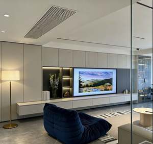 Meuble TV avec lumières LED, étagères ouvertes, tiroirs, console multimédia en bois pour téléviseur de 50 pouces, chambre à coucher, salon, meubles de maison - Product Image 6