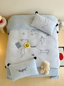 Juego de Ropa de Cama <span class=keywords><strong>Infantil</strong></span> de Invierno de 4 Piezas de Alta Calidad, con Diseño de Dibujos Animados de Animales, Suave, Grueso y Esponjoso, con Bordado y Cuentas, Suave como la Leche - Product Image 6