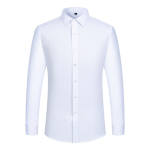 Camisas blancas de <span class=keywords><strong>manga</strong></span> <span class=keywords><strong>larga</strong></span> de color sólido para hombres de gama alta, ropa de <span class=keywords><strong>trabajo</strong></span> profesional, camisa holgada, ropa nueva para hombres, venta al por mayor - Product Image 1