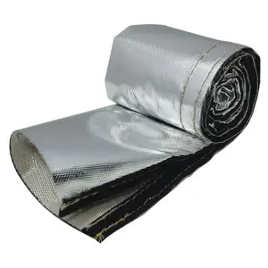 Automotive insulating materials openable Wire Looms Hook And Loop Seam Thermo Aluminium Fibre Glass Heat Shield Sleeve