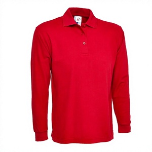Camiseta de Golf Roja para Hombre, Personalizada con Letras Impresas, Cuello en V, Manga Larga, Diseño de Alta Calidad OEM, Tela Jersey Bordada Antiencogimiento - Product Image 1