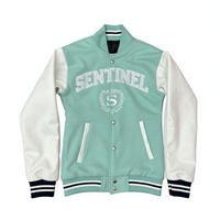 Blouson universitaire imperméable Mint Letterman tendance, brodé en laine et soie, pour homme, avec fermeture à boutons recouverts, coupe-vent