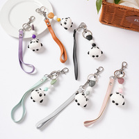 Porte-clés décapsuleur en caoutchouc de luxe personnalisé avec motif panda, perles en pierre de lave en forme de cœur, bracelet porte-clés étanche personnalisé avec animal