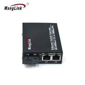 Wanglink מפעל מחיר 100M מדיה ממיר 1310nm/1550nm 2 RJ45 יציאת Ethernet כדי סיבים אופטי ממיר