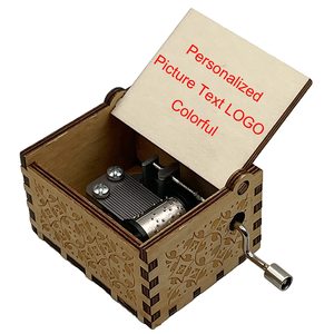 <span class=keywords><strong>Cajas</strong></span> de música de madera con manivela personalizada, imagen de impresión personalizada para boda, mamá, cumpleaños, San Valentín, regalo de Navidad - Product Image 3