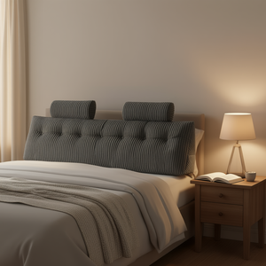 Almohada de Lectura King Size con 2 Reposacabezas, Tela de Franela Gris, Lavable, Almohada de Apoyo para Cama - Product Image 2