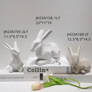 Statue moderne Ornement de bureau Miniatures d'animaux de Pâques Figurine de lapin de Pâques en céramique
