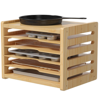 Organisateur de moules à pâtisserie en bois massif, support de rangement multi-emplacements pour armoire de cuisine, pour ustensiles de cuisson, plaques à biscuits, planches à découper, rangement domestique