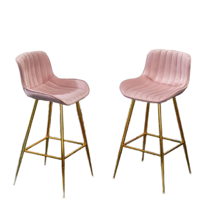 Taburete de Bar de Terciopelo de Lujo, Ajustable, con Reposapiés Cromado y Patas Doradas, Taburete Moderno para Barra de Cocina, Hogar u Hotel - Product Image 1