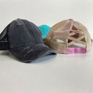 High Pony Tail <b>Caps</b> Hats With Custom Logo 6 Panels <b>Blank</b> Cotton Mesh Ponytail Vintage Trucker Hats <b>Caps</b> - Product Image 6