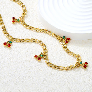 Collares de Moda con Colgante de Diseño de Chile en Aleación de Zinc, Joyería para Mujer, Estilo Casual para Fiestas, Cadena Dorada con Detalles Rojos - Product Image 3