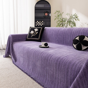 غطاء أريكة من قطعة واحدة من الشنيل بلون واحد بتصميم عصري بسيط - Product Image 4