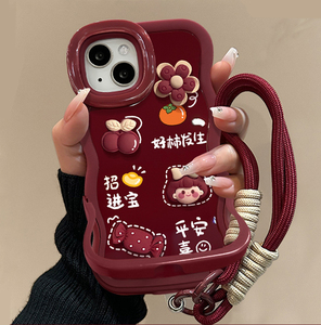 Funda de TPU con cordón y diseño de muñeca, borde ondulado, soporte doble <span class=keywords><strong>invisible</strong></span> para iPhone X, XR, XS, 11, 12, 13, 14, 15, 16, 17 - Product Image 1