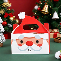 Neues Design Bäckerei-Box Rot Individuell Grüne Snack- und Dessertbox Weihnachtlich Gemusterte Geschenkbox für Gäste mit Griff