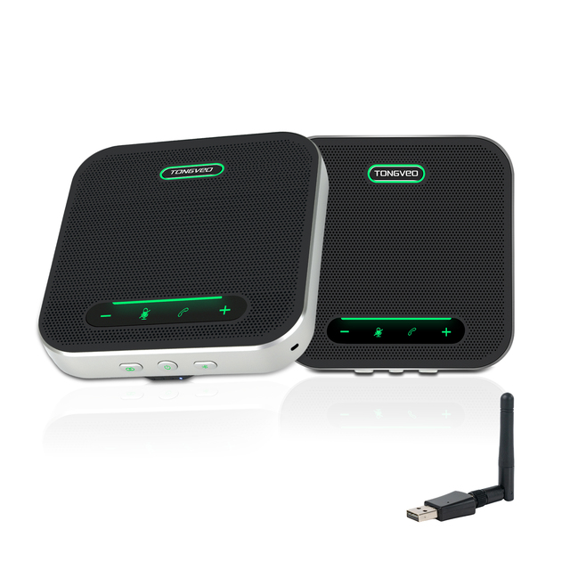 Wireless Daisy-chain Speakerphone 360° >10M Voice Pickup Built in 8 Mics 2 Speakers USB Blue Tooth Wireless Dongle Connection