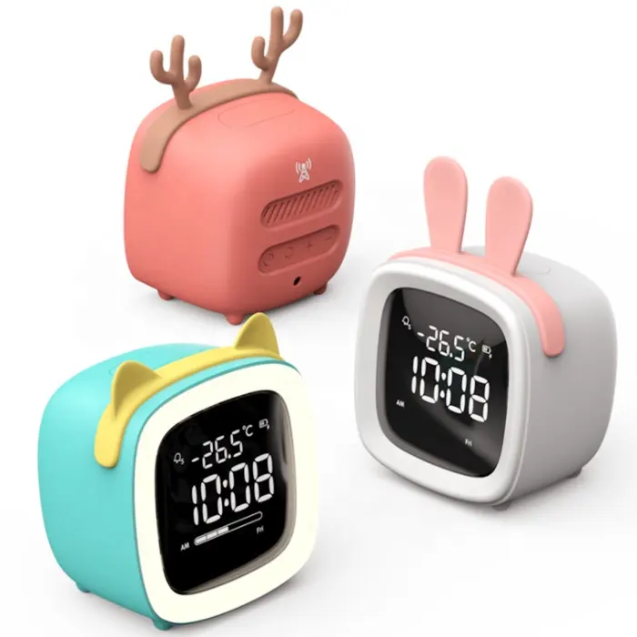 2022 Cute Design Hot Selling Mini Children Cartoon Digital Alarm Clocks Wake Up Light Sleep Trainer with night lights