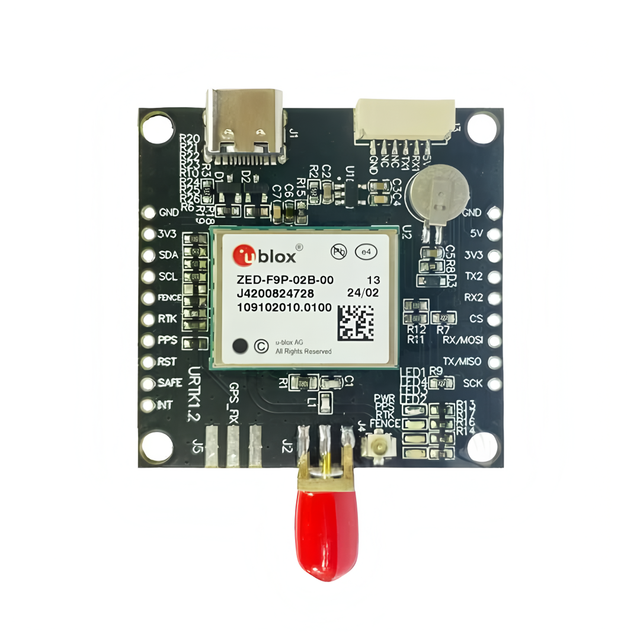 ZED-F9P-02B-00 RTK GPS Module GNSS/GPS Receiver Board 0.01m CEP Accuracy L1/L2/E5b Bands UART/I2C/SPI/USB Interfaces -148 DBm