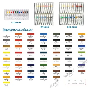 SINOART personalizzato artista colori acrilici 12ml/OEM tubi set di colori acrilici fornitore di arte professionale colore acrilico per la pittura