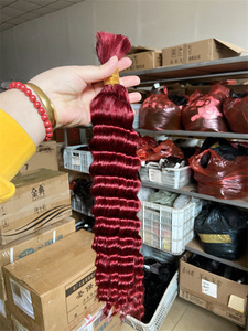DX332 <span class=keywords><strong>capelli</strong></span> umani 100% alla rinfusa Afro crespo <span class=keywords><strong>capelli</strong></span> ricci Viatnamese per intrecciare il colore 99J bordeaux trecce all'uncinetto senza trama da 10 a 30 pollici - Product Image 3