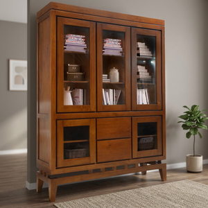 Meuble de présentation minimaliste avec pieds en teck naturel, collection et fabricant de meubles en bois indonésien - Product Image 3